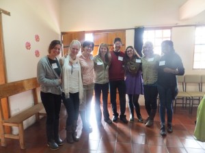 Class photo after the game, still with our character nametags which we used for the game in class