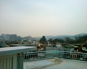 A view of the Gyeongbok Palace and the City of Seoul from my first week