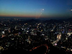 View on the City of Seoul from the N Seoul Tower one of the biggest tourist destinations in Seoul