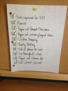With this checklist completed, I feel ready to take on my semester abroad!