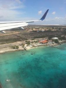 The brilliant waters of Bonaire greet me as we begin to descend!