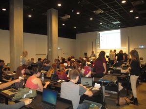 This is my biggest class but it should give you an idea of what class sizes are like. I took this right after our teacher called our first break. We usually get 2-3 breaks every class because each lecture is about three hours long!