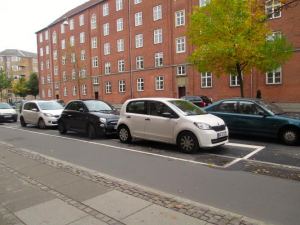 The cars in Denmark are very small compared to most you see in the United States.