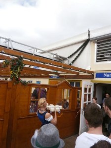 Holding one stein is hard enough. These waitresses are constantly carrying eight. Eight!