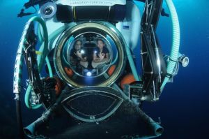 My buddy Graham and I smiling out the glass dome of the sub.