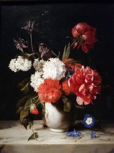 Flowers in a White Stone Vase (1671) by Dirck de Bray. One of my favorite pieces in the gallery.