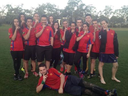 The USYD Quidditch Society at the September Triwizard Tournament at Australian National University! Our team name is the Unspeakables, and so we take this picture after every tournament. We may have gone 1-3, but we looked pretty fierce doing so. 