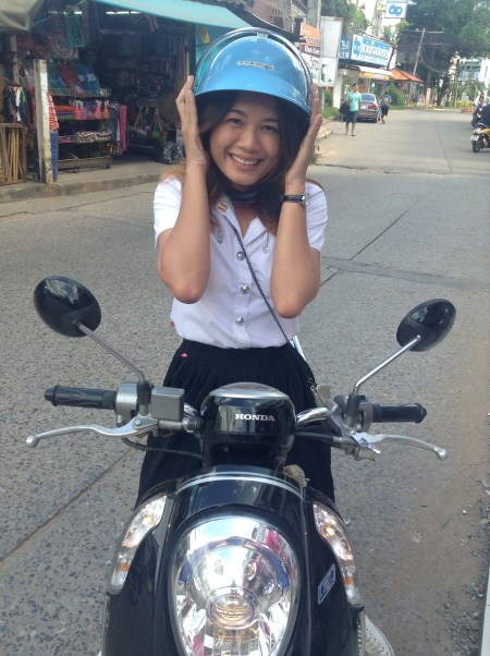 My Thai roommate, Yui, on her motorci