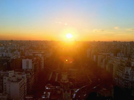 On top of Palacio Borolo, an office building designed and built during the early 20th century and inspired by Dante's "Divine Comedy," lie some of the greatest views of Buenos Aires. From the top lighthouse, you can see the famous Eva Peron mural, the Obelisk, and the Congress building (see next photo). A 6 pm tour of the palace gets you to the top perfectly as the sun is setting over the city.