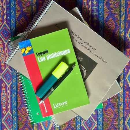 Getting ready for class today, I decided to have a little photoshoot. These are the materials I have for my Dictatorships class. We recently read the popular Rodolfo Fogwill novel "Los Pichiciegos." It is about a fictional group of Argentine military deserters during the Malvinas War, better known as the Falkland Islands War, between Argentina and the United Kingdom in 1983. Although a good read, I enjoy our other readings more which regard the history and the current memory of the topic. It is interesting to study how history is presented and how people remember these negative and sometimes traumatic events.