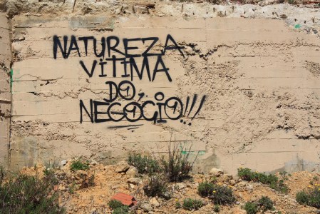  Lagos had its own angsty graffiti as well. Someone pointedly spray-painted "Natureza vitima do negócio" ("Nature victim of negotiation") on a wall in front of a huge hotel resort.